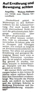 Leserbrief von Angelika Wolzen-Südema